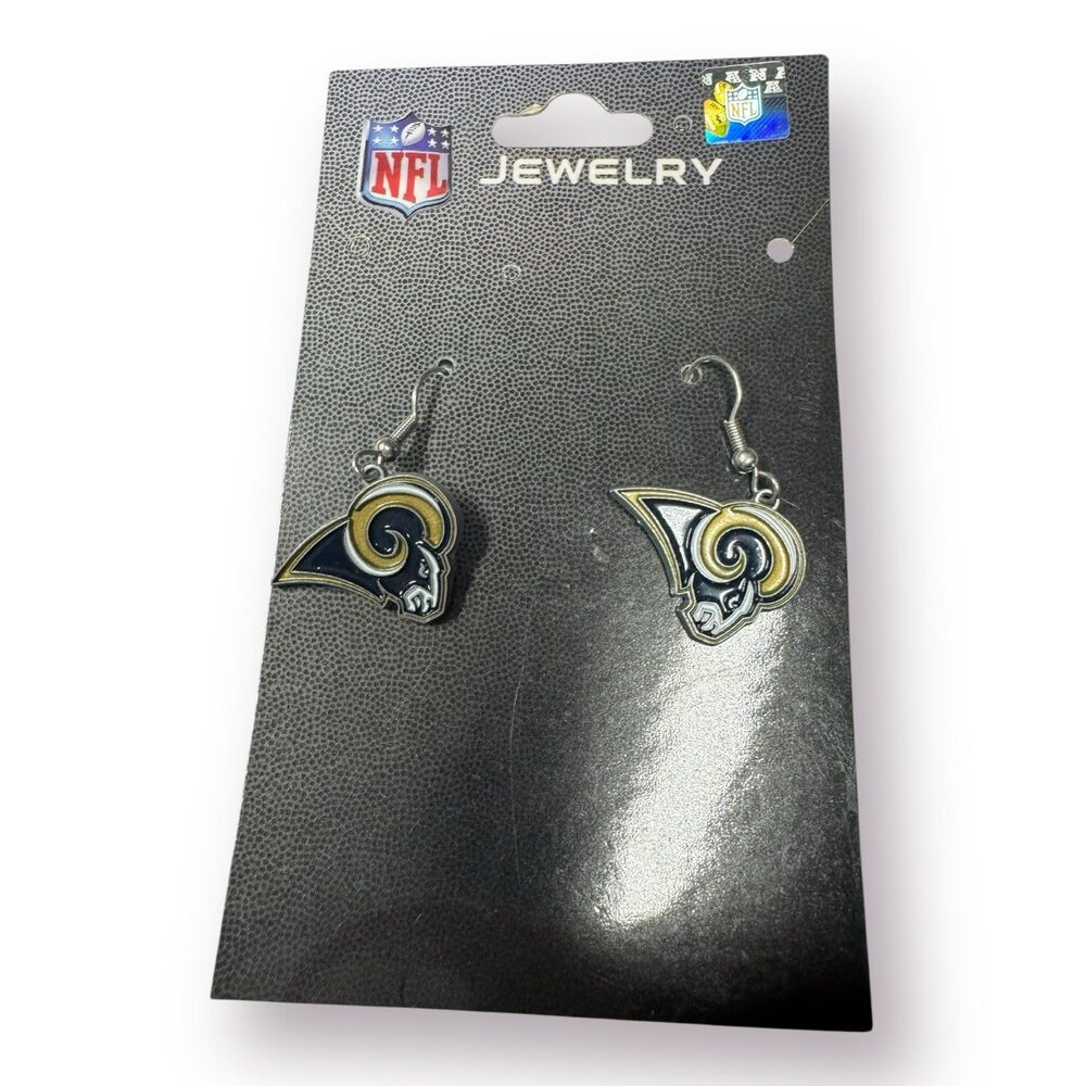 NFL Los‎ Angeles Rams Dangle Earrings featuring Rams Shiny New
